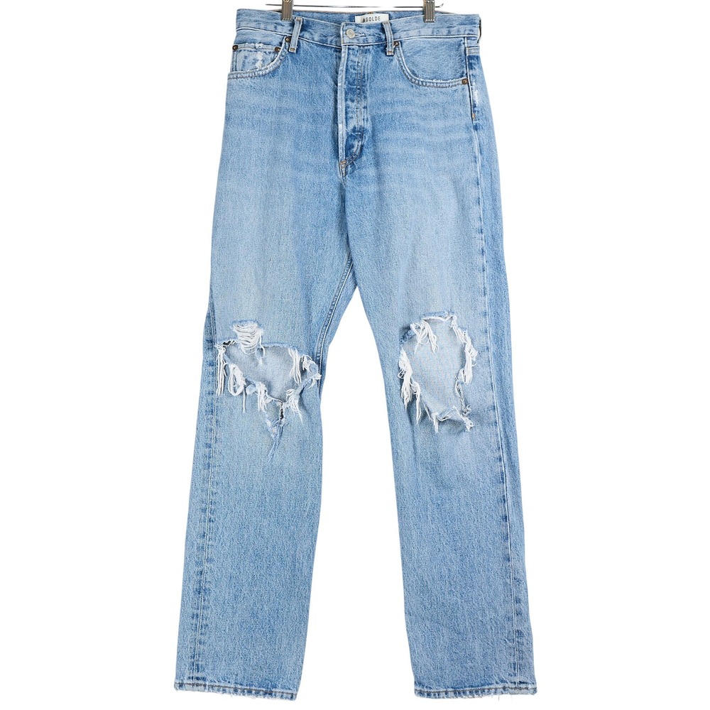 Agolde 90's Pinch Waist High Rise Straight Leg Distressed Jeans 28